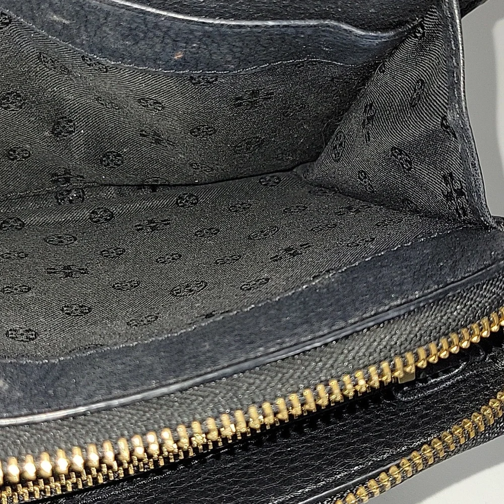 Tory Burch Black Pebbled Leather Flap Front Crossbody Bag